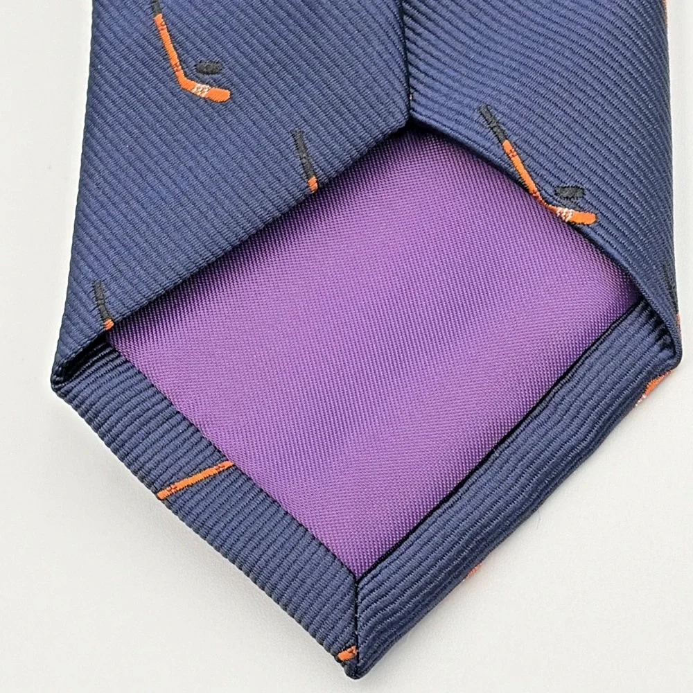 AusCufflinks Necktie Mens OS Blue Hockey Stick Puck Sporty Hand Stitched NWT
